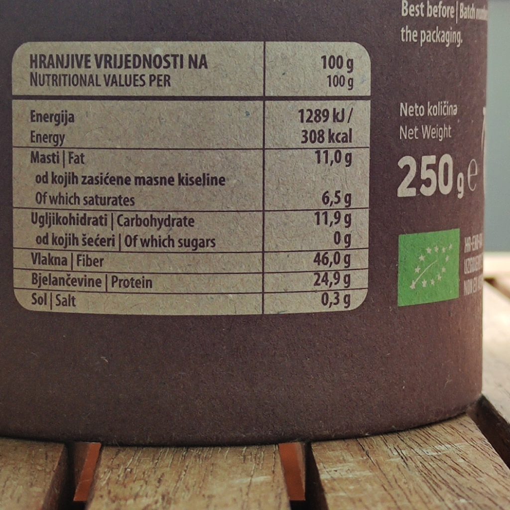 Nutritivne vrijednosti hrane - primjer